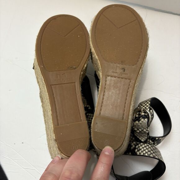 Marc Fisher Women’s Abacia 2 Espadrille Wedge Sandals Black Snake Leather 7.5 - Picture 8 of 10